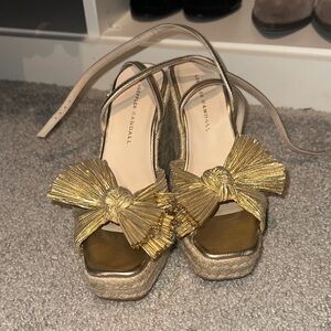 Loeffler Randall Gold Wedge Sandals